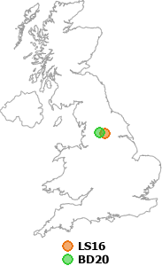 map showing distance between LS16 and BD20