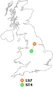 map showing distance between LS7 and ST4