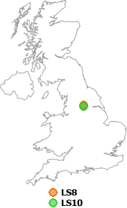 map showing distance between LS8 and LS10