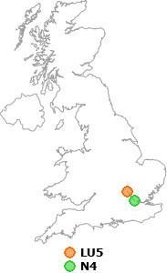 map showing distance between LU5 and N4