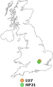 map showing distance between LU7 and HP21