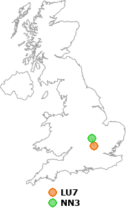 map showing distance between LU7 and NN3