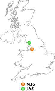 map showing distance between M16 and LA5