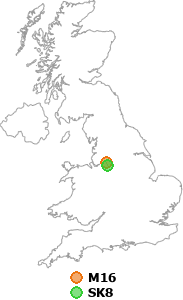 map showing distance between M16 and SK8