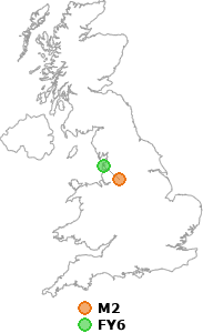 map showing distance between M2 and FY6