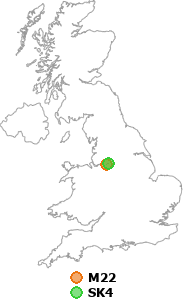 map showing distance between M22 and SK4