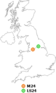 map showing distance between M24 and LS24