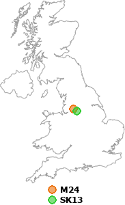 map showing distance between M24 and SK13