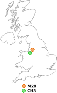 map showing distance between M28 and CH3