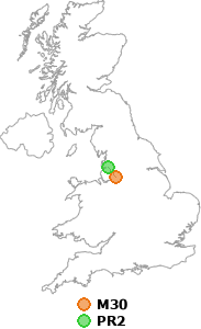 map showing distance between M30 and PR2