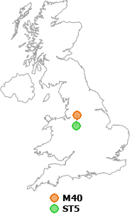 map showing distance between M40 and ST5