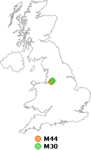 map showing distance between M44 and M30