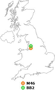 map showing distance between M46 and BB2