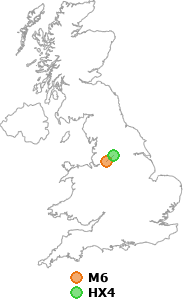 map showing distance between M6 and HX4