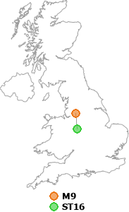 map showing distance between M9 and ST16
