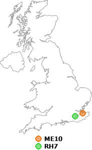 map showing distance between ME10 and RH7