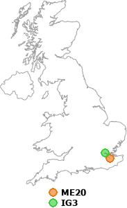 map showing distance between ME20 and IG3