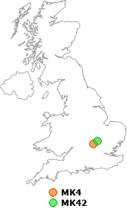 map showing distance between MK4 and MK42