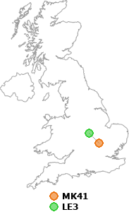 map showing distance between MK41 and LE3