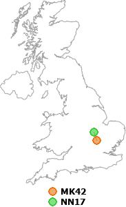 map showing distance between MK42 and NN17