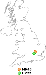map showing distance between MK45 and HP22
