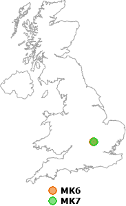 map showing distance between MK6 and MK7