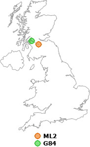map showing distance between ML2 and G84