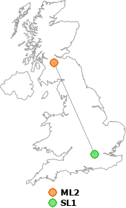 map showing distance between ML2 and SL1