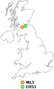 map showing distance between ML3 and EH53