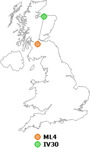 map showing distance between ML4 and IV30