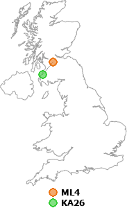 map showing distance between ML4 and KA26