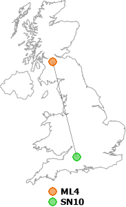 map showing distance between ML4 and SN10