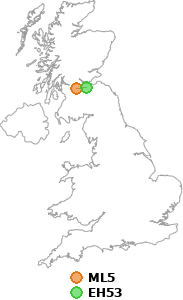 map showing distance between ML5 and EH53
