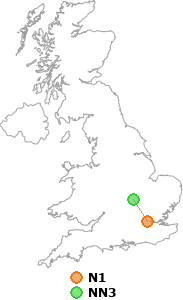 map showing distance between N1 and NN3