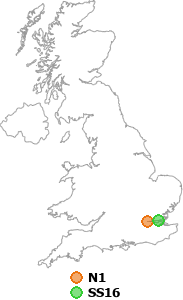 map showing distance between N1 and SS16