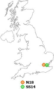 map showing distance between N18 and SS14