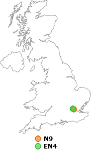 map showing distance between N9 and EN4