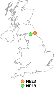 map showing distance between NE23 and NE49