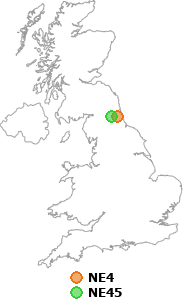 map showing distance between NE4 and NE45