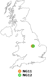 map showing distance between NG11 and NG12