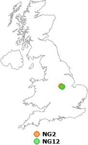 map showing distance between NG2 and NG12