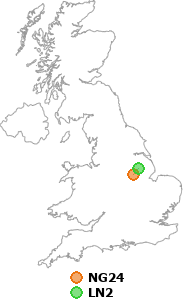 map showing distance between NG24 and LN2