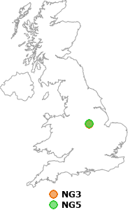 map showing distance between NG3 and NG5