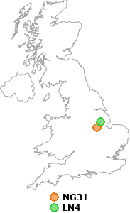 map showing distance between NG31 and LN4