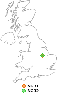 map showing distance between NG31 and NG32