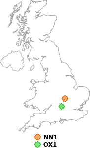 map showing distance between NN1 and OX1