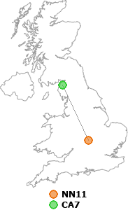 map showing distance between NN11 and CA7