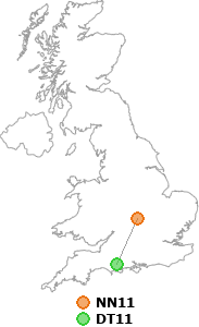 map showing distance between NN11 and DT11