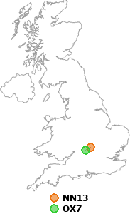 map showing distance between NN13 and OX7