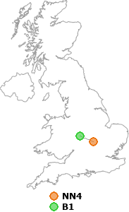 map showing distance between NN4 and B1